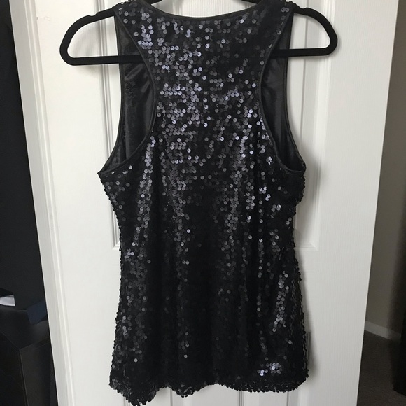 Black Heavy Duty Sequin Tank Top - Picture 2 of 7